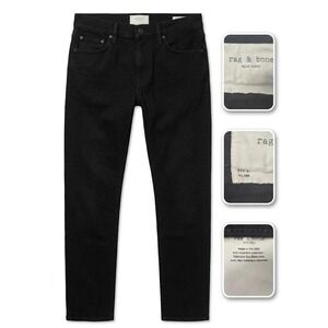 Rag and Bone Mens 32 Jeans Fit 2 Slim Black Denim Button Fly USA Made Classic